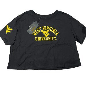 Pro Standard Womens M Black NCAA West Virginia Mountaineers Cropped T-Shirt NWT